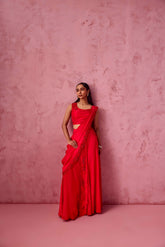 RED DRAPE SAREE(SALINI DAGA)
